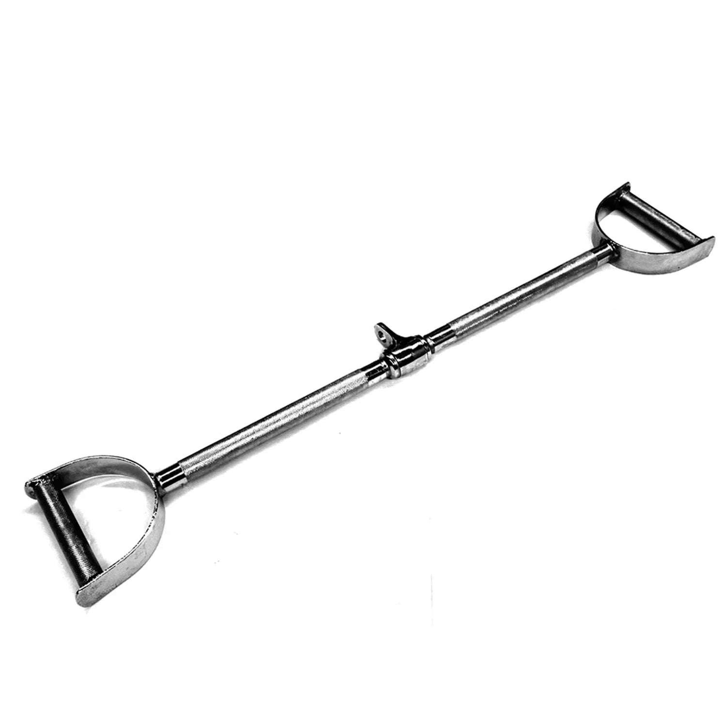 Steel attachable stabilizer bar for wheelchair footrests on white background