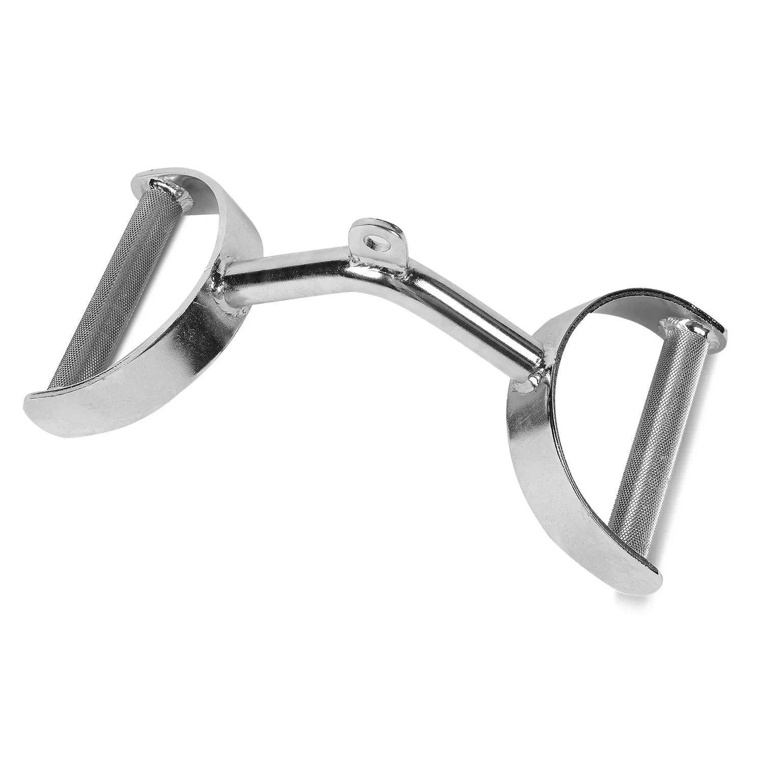 Chrome tricep press down rope attachment with textured handles for cable machines