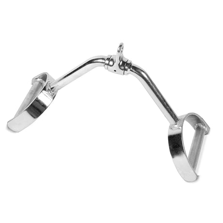 Chrome plated gym lat pulldown rowing attachment with knurled handles for strength training