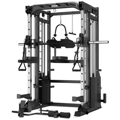 Cortex multifunctional home gym power rack with cable machine and attachments