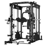 Multi-functional home gym smith machine with cable crossover and attachments