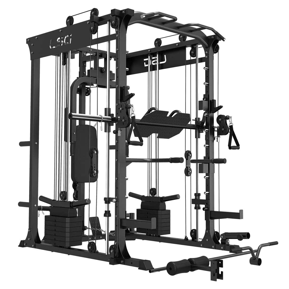 LSG multifunctional home gym machine with cables, pulleys, weight stacks and attachments