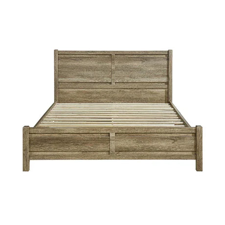 King Size Bed Frame Natural Wood like MDF in Oak Colour - Flea Market
