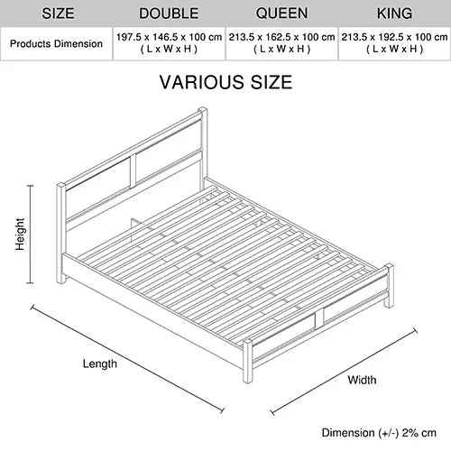 King Size Bed Frame Natural Wood like MDF in Oak Colour - Flea Market