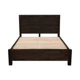 Bed Frame King Size in Solid Wood Veneered Acacia Bedroom Timber Slat in Chocolate - Flea Market