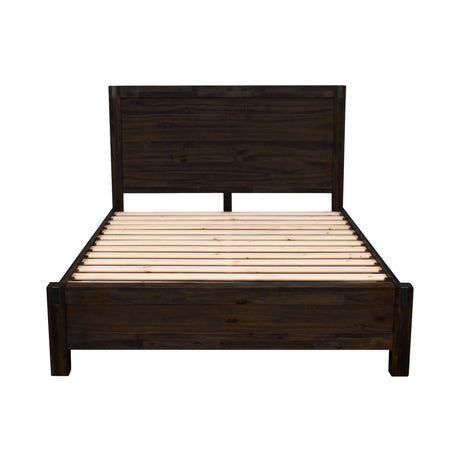 Bed Frame King Size in Solid Wood Veneered Acacia Bedroom Timber Slat in Chocolate - Flea Market