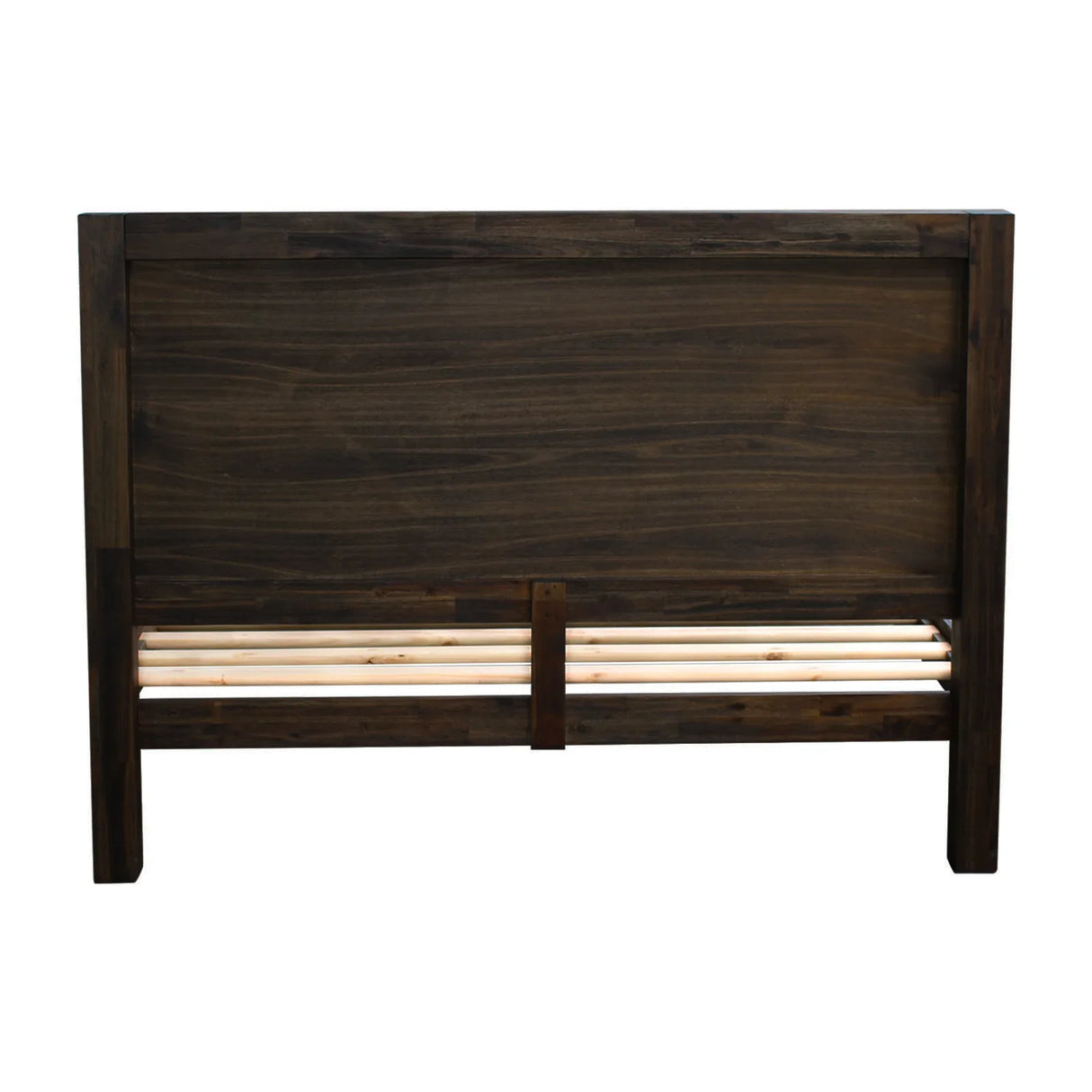 Bed Frame King Size in Solid Wood Veneered Acacia Bedroom Timber Slat in Chocolate - Flea Market