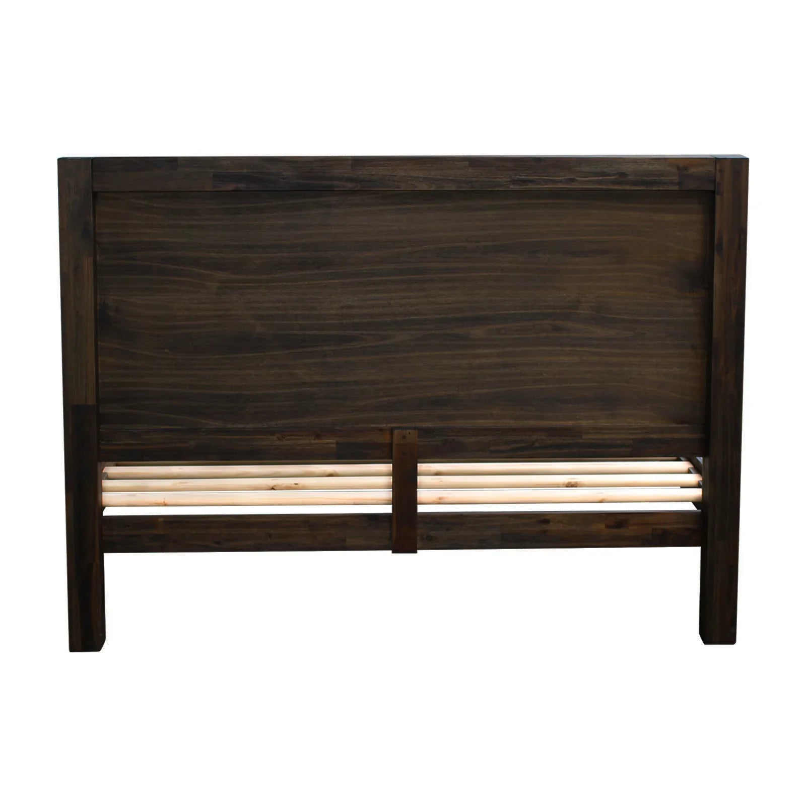 Bed Frame King Size in Solid Wood Veneered Acacia Bedroom Timber Slat in Chocolate - Flea Market