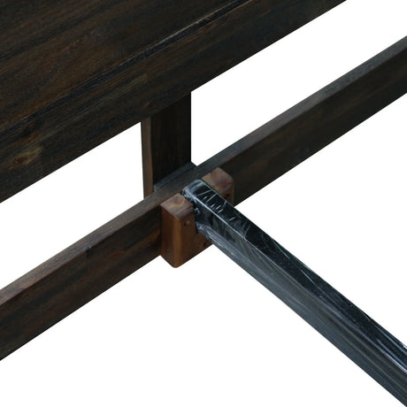Bed Frame King Size in Solid Wood Veneered Acacia Bedroom Timber Slat in Chocolate - Flea Market