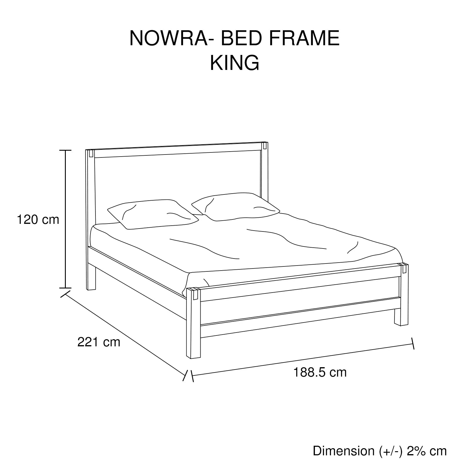 Bed Frame King Size in Solid Wood Veneered Acacia Bedroom Timber Slat in Chocolate - Flea Market