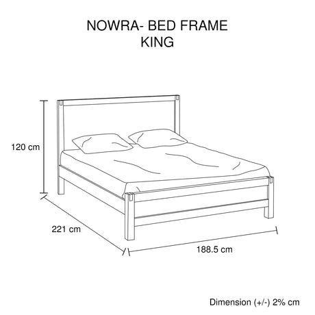 Bed Frame King Size in Solid Wood Veneered Acacia Bedroom Timber Slat in Chocolate - Flea Market