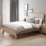 Bed Frame Queen Size in Solid Wood Veneered Acacia Bedroom Timber Slat in Oak - Flea Market