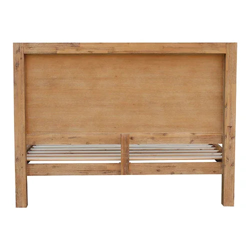 Bed Frame Queen Size in Solid Wood Veneered Acacia Bedroom Timber Slat in Oak - Flea Market