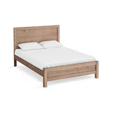 Bed Frame Queen Size in Solid Wood Veneered Acacia Bedroom Timber Slat in Oak - Flea Market