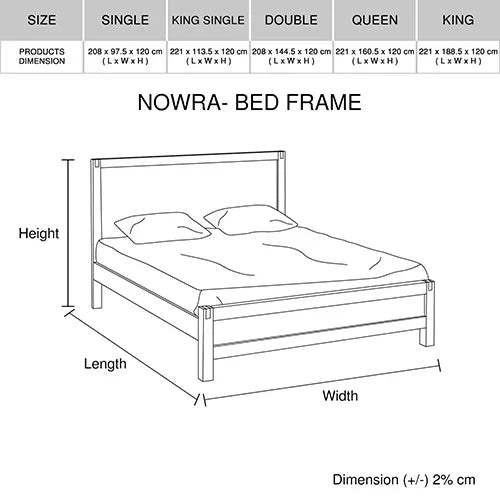 Bed Frame Queen Size in Solid Wood Veneered Acacia Bedroom Timber Slat in Oak - Flea Market
