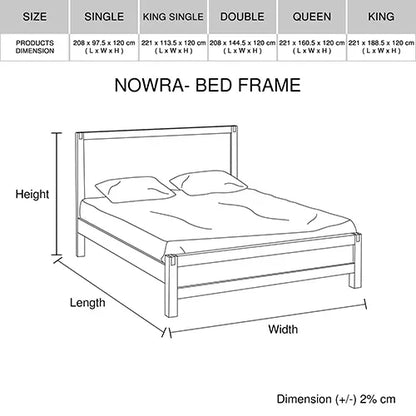 Bed Frame Queen Size in Solid Wood Veneered Acacia Bedroom Timber Slat in Oak - Flea Market