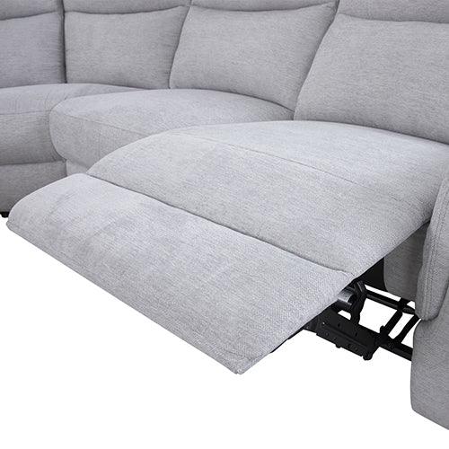 Large Corner Modular Lounge Suite in Light Grey Fabric Electric Recliner - Flea Market