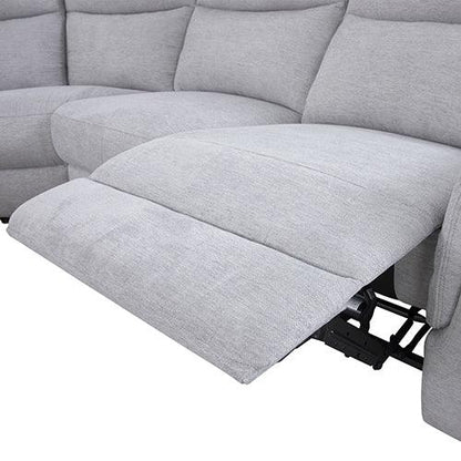 Large Corner Modular Lounge Suite in Light Grey Fabric Electric Recliner