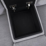 Large Corner Modular Lounge Suite in Light Grey Fabric Electric Recliner - Flea Market