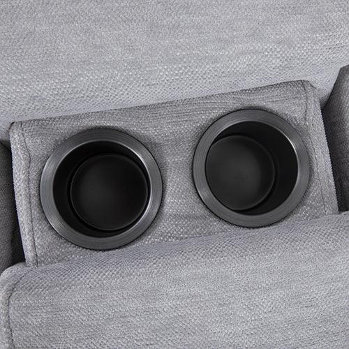 Large Corner Modular Lounge Suite in Light Grey Fabric Electric Recliner - Flea Market