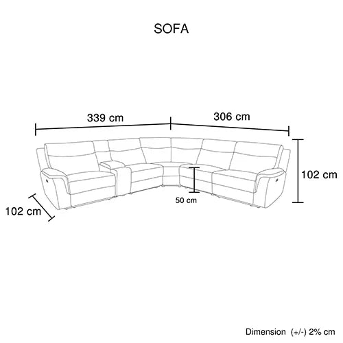 Large Corner Modular Lounge Suite in Light Grey Fabric Electric Recliner - Flea Market
