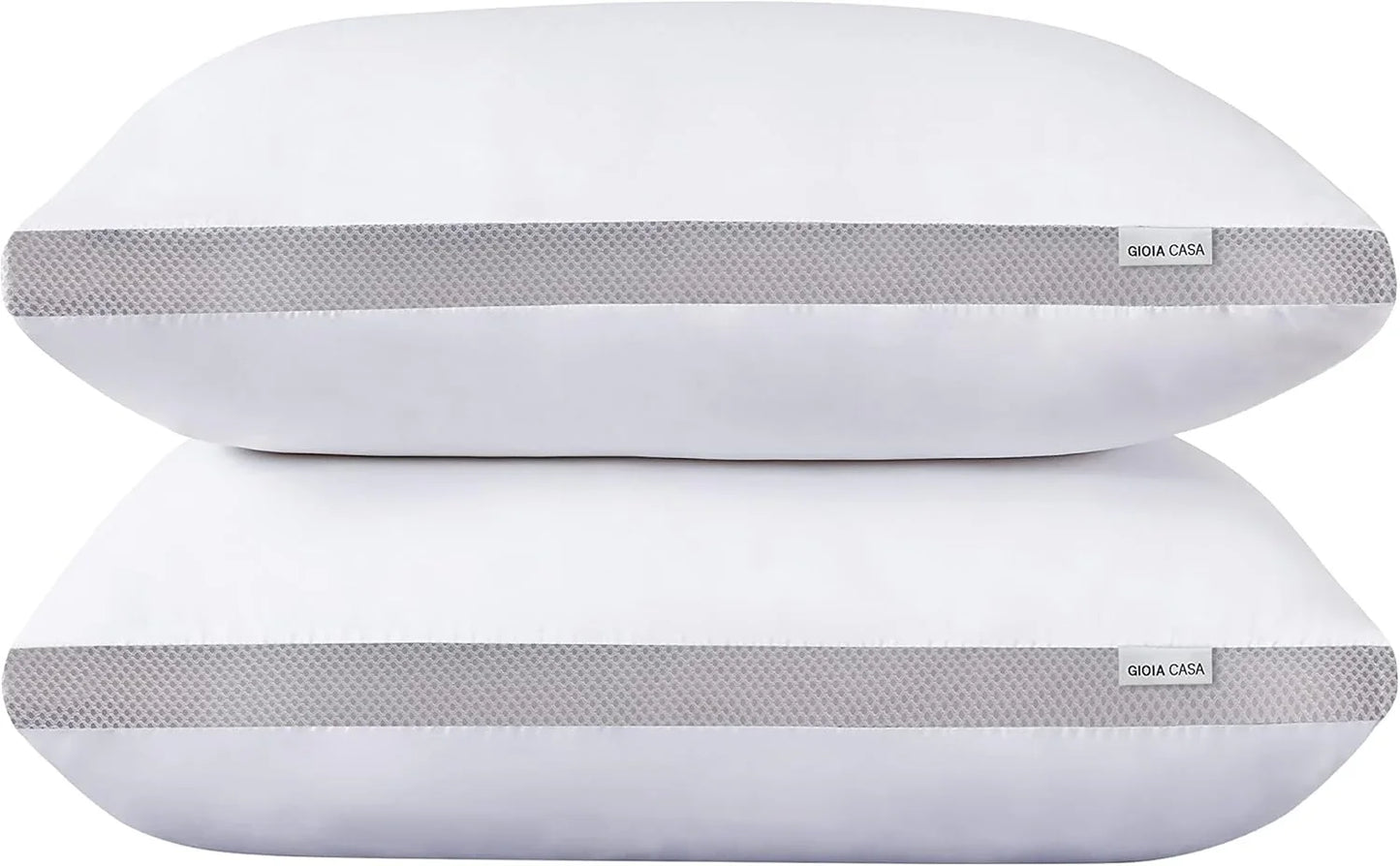 Bamboo Cooling Pillows Twin Pack - Luxury Plush Down-Like Microfibre Pillows for Bedding - Ultra Soft, Comfy & Breathable Standard Pillows
