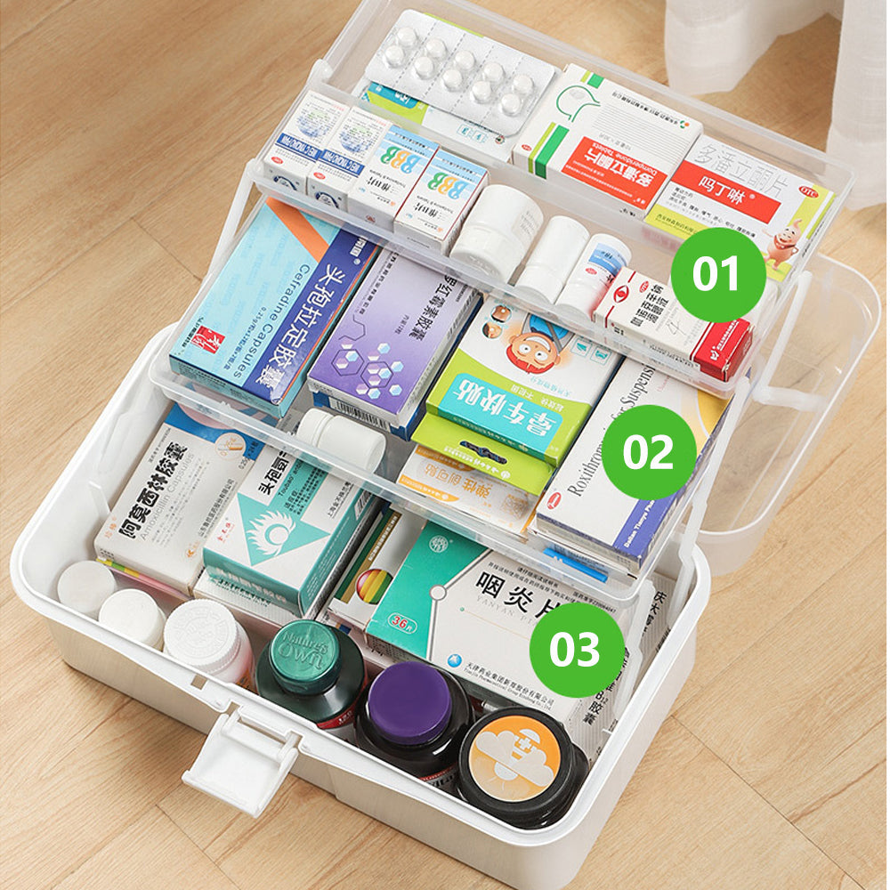 3-Layer Portable First Aid Kit - Large Emergency Medical Organizer