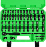SWANLAKE 56pc 1/4" Drive Impact Socket Set SAE Metric 6-Point