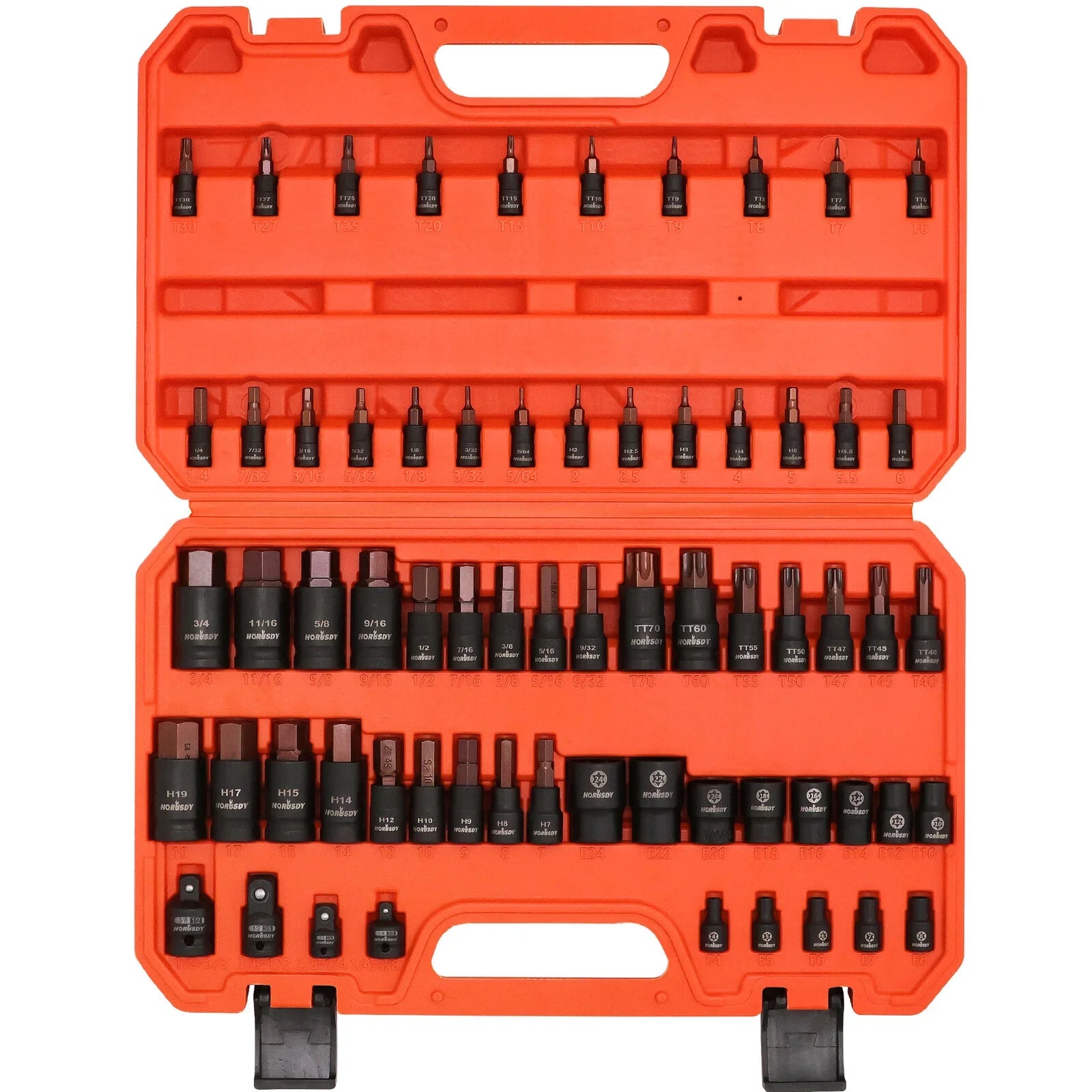 HORUSDY 66pc Torx Bit Socket Set Female External Impact Adapter
