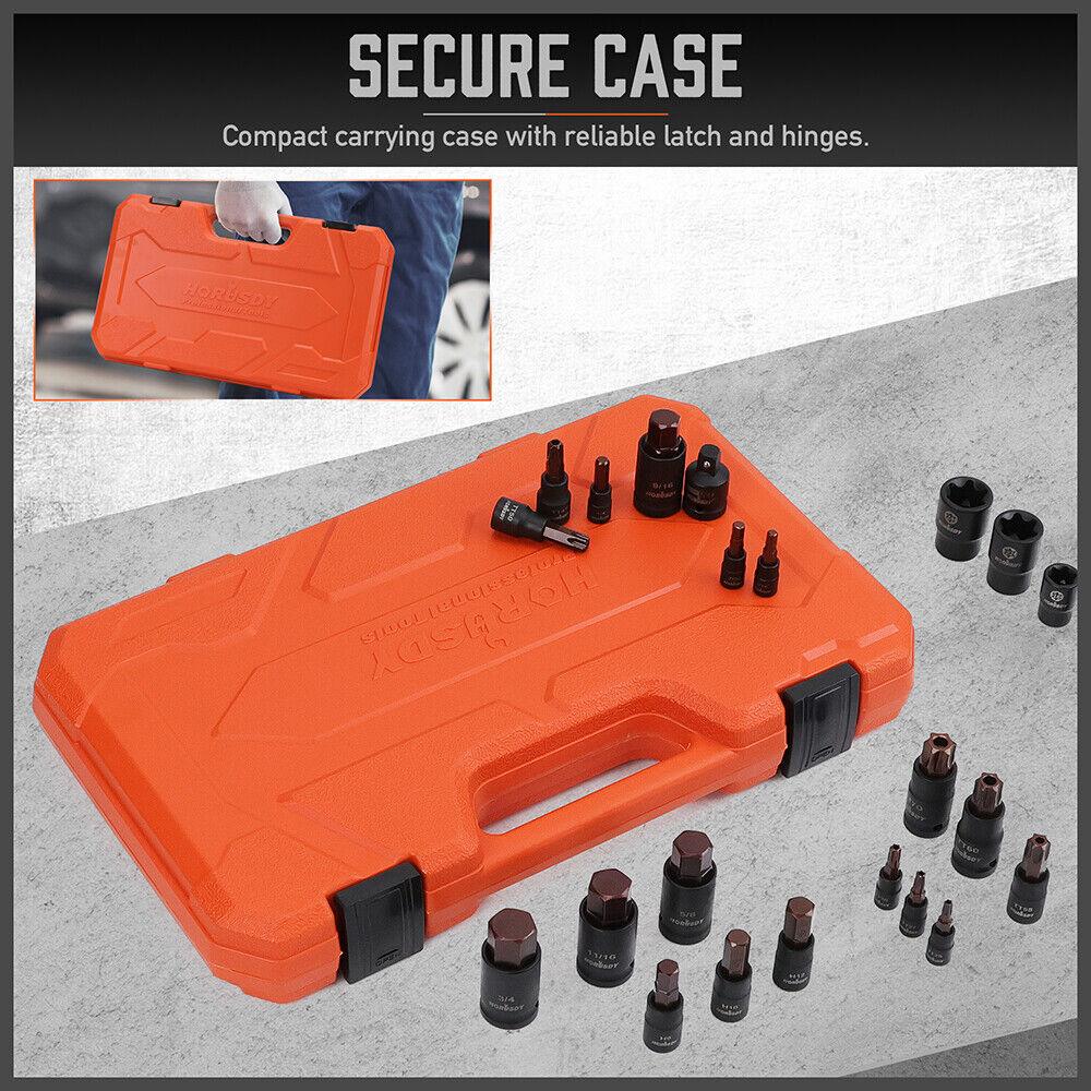 HORUSDY 66pc Torx Bit Socket Set Female External Impact Adapter