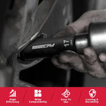 Hand using a 17mm CR-V impact socket wrench on a vehicle wheel lug nut, highlighting tool efficiency