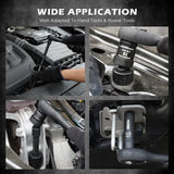 Hand and power tools using CR-MO sockets on car engine parts showing wide application flexibility