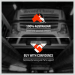 100% Australian owned company logo with kangaroo and handshake symbol, emphasizing confidence and support