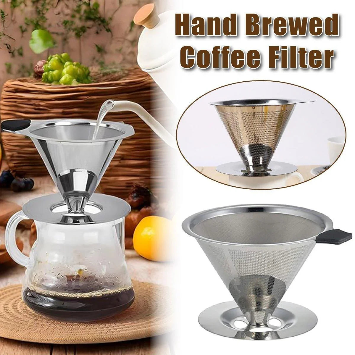 Stainless Steel Reusable Coffee Filter - 600 Mesh Double Layer