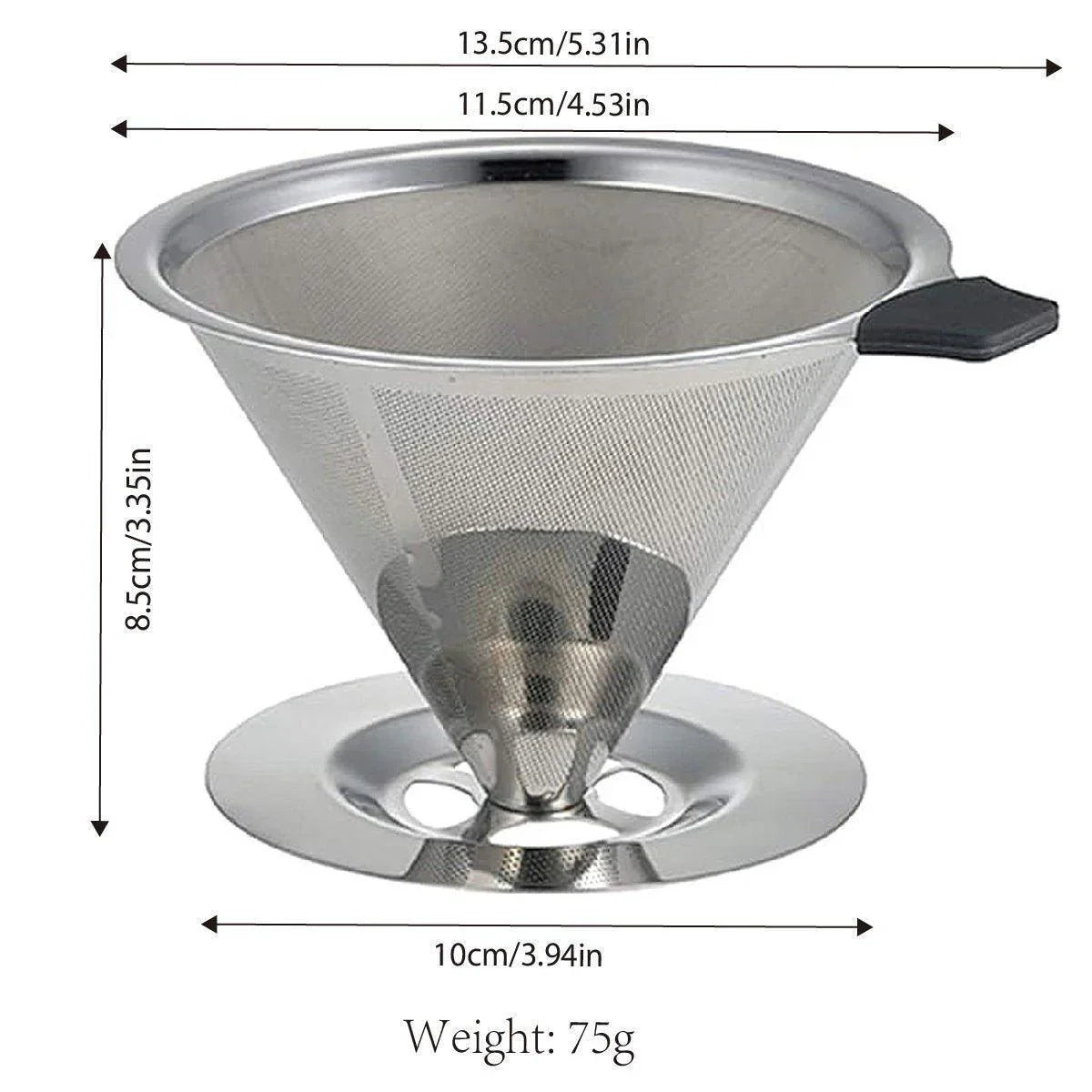 Stainless Steel Reusable Coffee Filter - 600 Mesh Double Layer