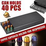 Coffee Pod Holder Drawer Nespresso 40 Capsules Storage Rack Stand Organizer