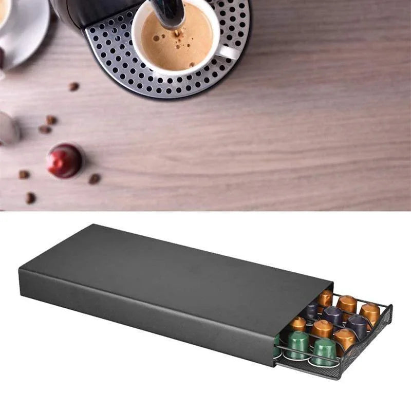 Coffee Pod Holder Drawer Nespresso 40 Capsules Storage Rack Stand Organizer