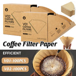 V01 Coffee Filter Paper - 100 Pack Cone Drip Filters