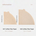 V02 Coffee Filter Paper - 100 Pack Cone Drip Filters