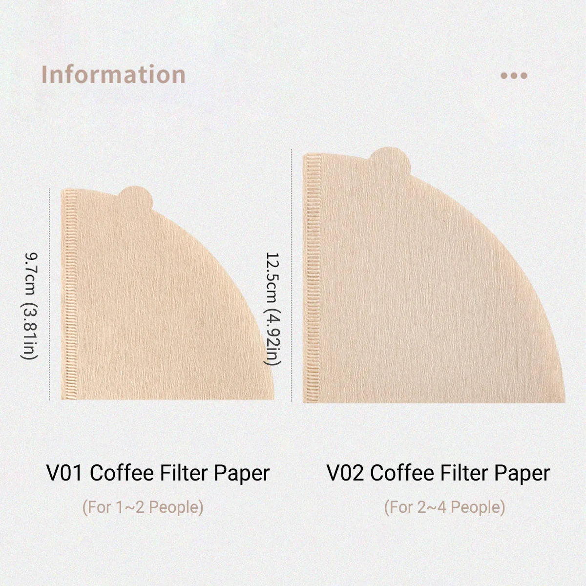 V02 Coffee Filter Paper - 100 Pack Cone Drip Filters