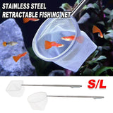Aquarium Fish Net Retractable 13-39cm Square Small 5x6.5cm Stainless Steel