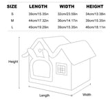 Removable Washable Cat House - Four Seasons Enclosed Pet Bed Brown S