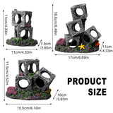 Aquarium Shrimp Shelter 3-Cube Stone Cave Breeding Hiding Decor