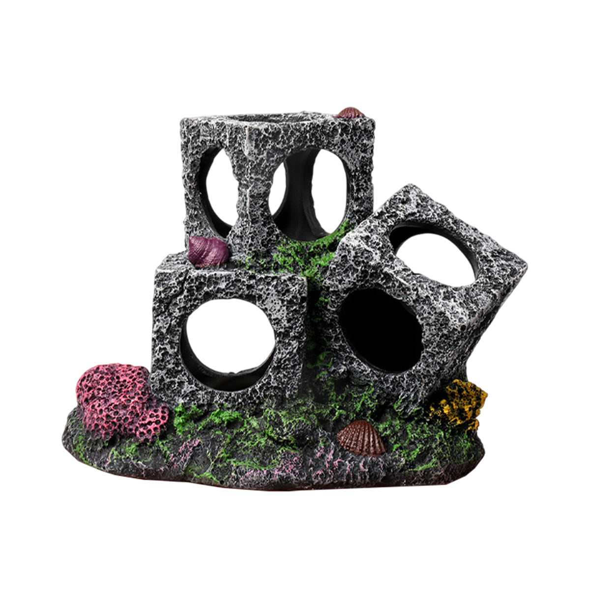 Aquarium Shrimp Shelter 3-Cube Stone Cave Breeding Hiding Decor