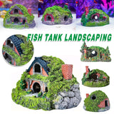 Aquarium Grass House Ornament 16x11x10cm Resin Hideaway Decoration