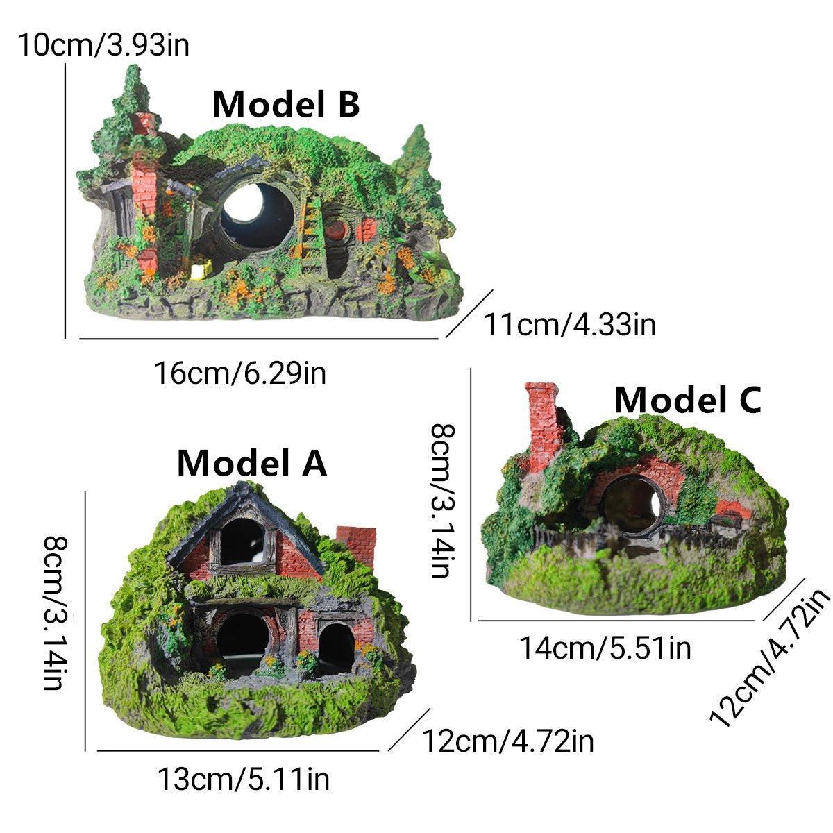 Aquarium Grass House Ornament 16x11x10cm Resin Hideaway Decoration