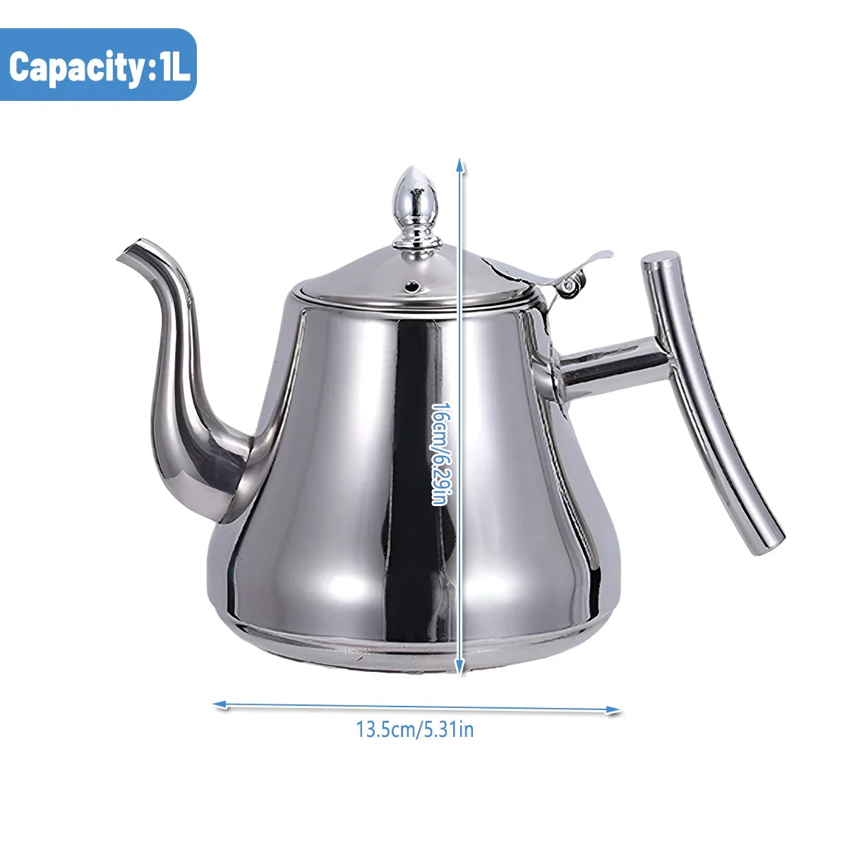 Stainless Steel Teapot with Strainer - Thickened Commercial Grade