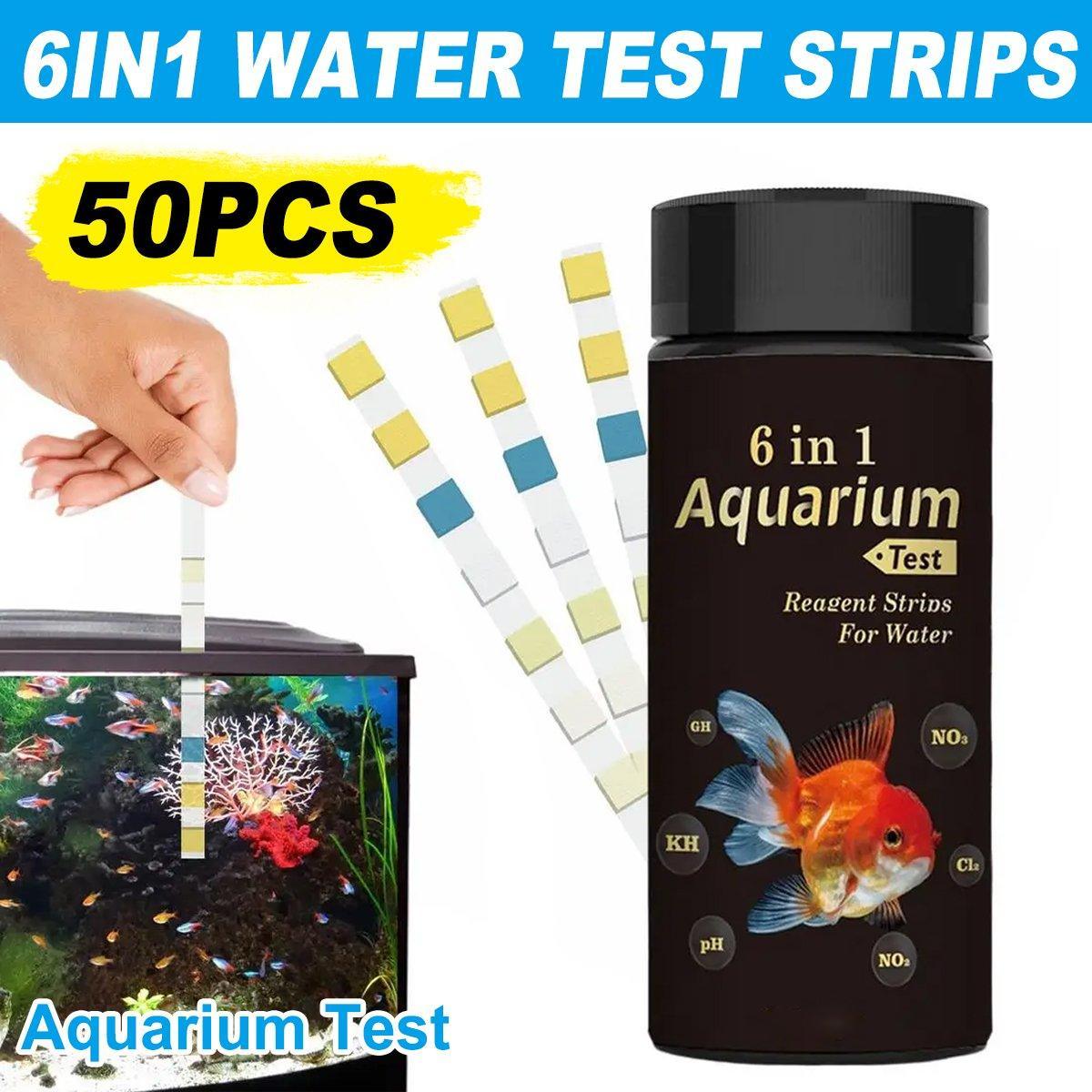 Aquarium Test Strips 50pcs 6-in-1 Water Quality Testing Kit