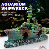 Aquarium Shipwreck Ornament 23cm Resin Sunken Ship Hiding Decor