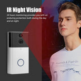 Smart WiFi Video Doorbell Night Vision Motion Detection Black